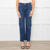 Paige Dark Blue Straight Leg Jeans With Pocket stitch