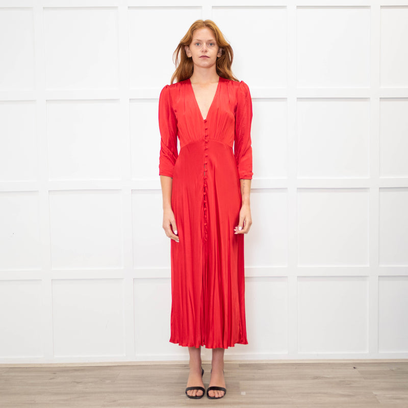 Ghost Red Button Front Tea Dress