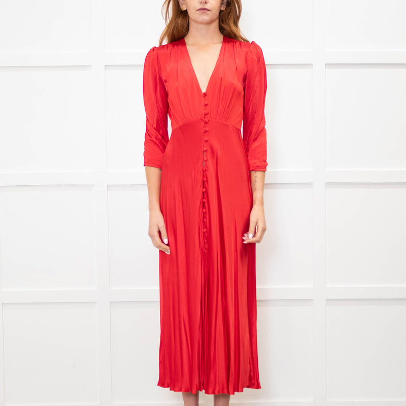 Ghost Red Button Front Tea Dress