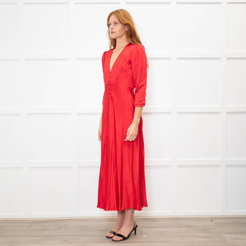 Ghost Red Button Front Tea Dress