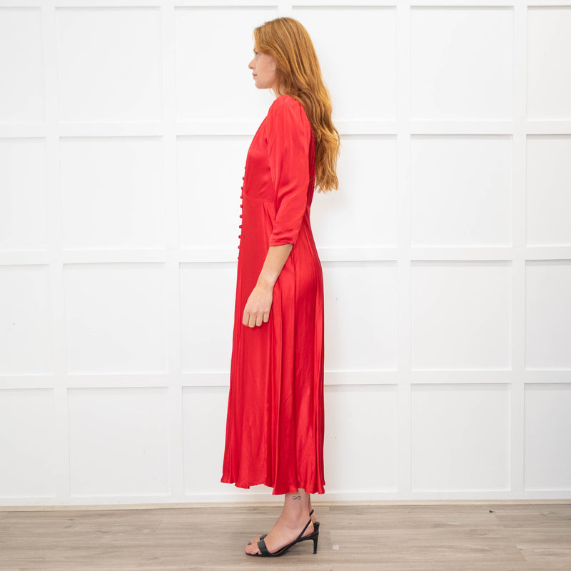Ghost Red Button Front Tea Dress