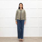 Brunello Cucinelli Green Sparkle Trim Bomber Jacket
