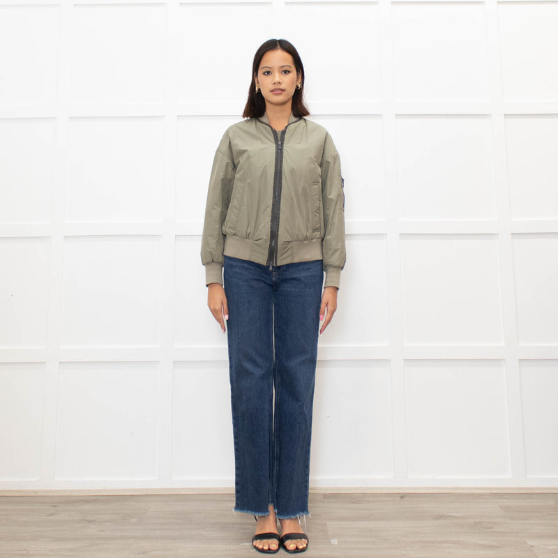 Brunello Cucinelli Green Sparkle Trim Bomber Jacket