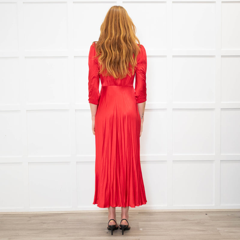Ghost Red Button Front Tea Dress