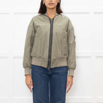 Brunello Cucinelli Green Sparkle Trim Bomber Jacket