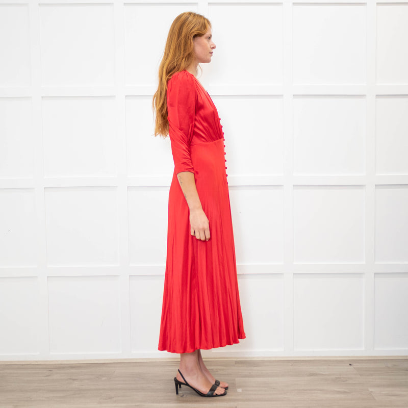 Ghost Red Button Front Tea Dress
