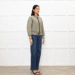 Brunello Cucinelli Green Sparkle Trim Bomber Jacket