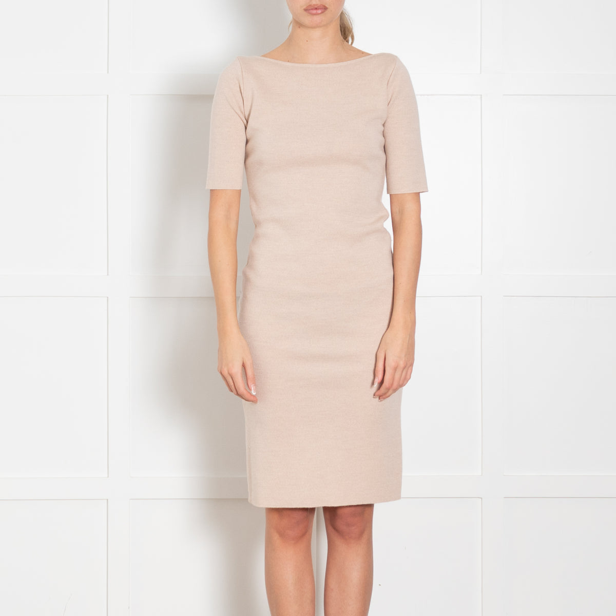 Bluemarine Beige Short Sleeve Knitted Dress