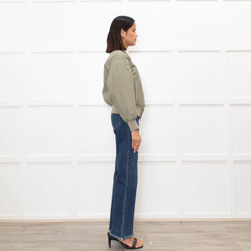 Brunello Cucinelli Green Sparkle Trim Bomber Jacket