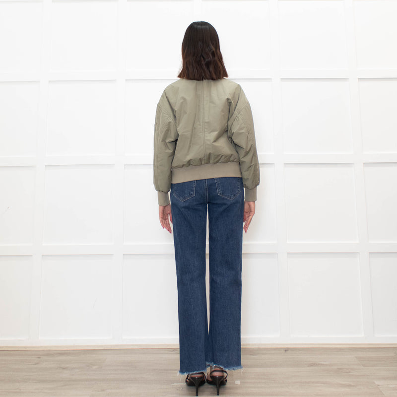 Brunello Cucinelli Green Sparkle Trim Bomber Jacket