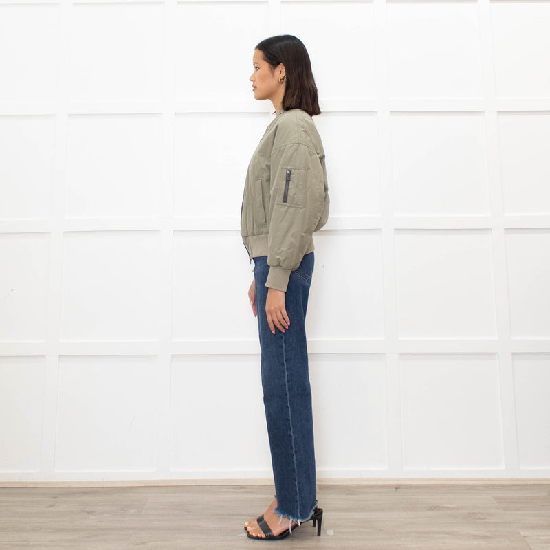 Brunello Cucinelli Green Sparkle Trim Bomber Jacket