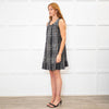 Burberry Dark + Light Grey Check Double Breasted Sleeveless Dress