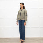 Brunello Cucinelli Green Sparkle Trim Bomber Jacket