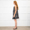 Burberry Dark + Light Grey Check Double Breasted Sleeveless Dress
