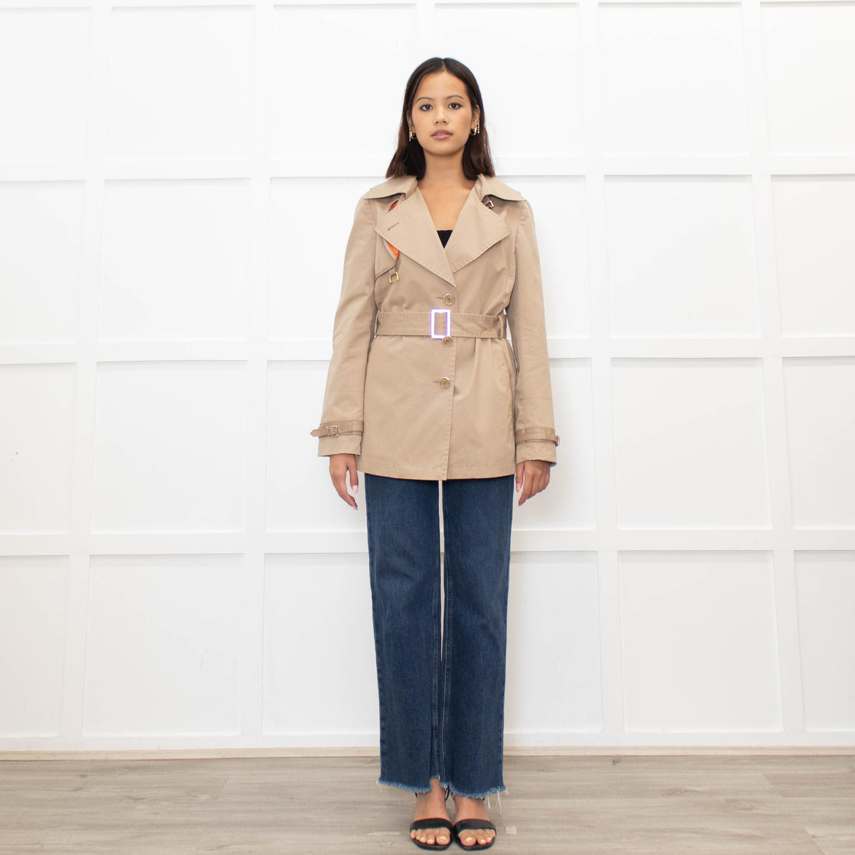 Tods Beige Short Trench Coat With Belt