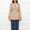 Tods Beige Short Trench Coat With Belt