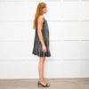 Burberry Dark + Light Grey Check Double Breasted Sleeveless Dress