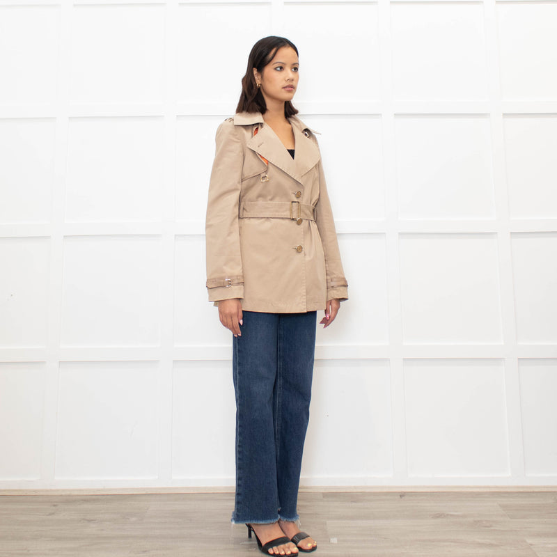 Tods Beige Short Trench Coat With Belt