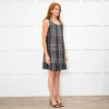 Burberry Dark + Light Grey Check Double Breasted Sleeveless Dress