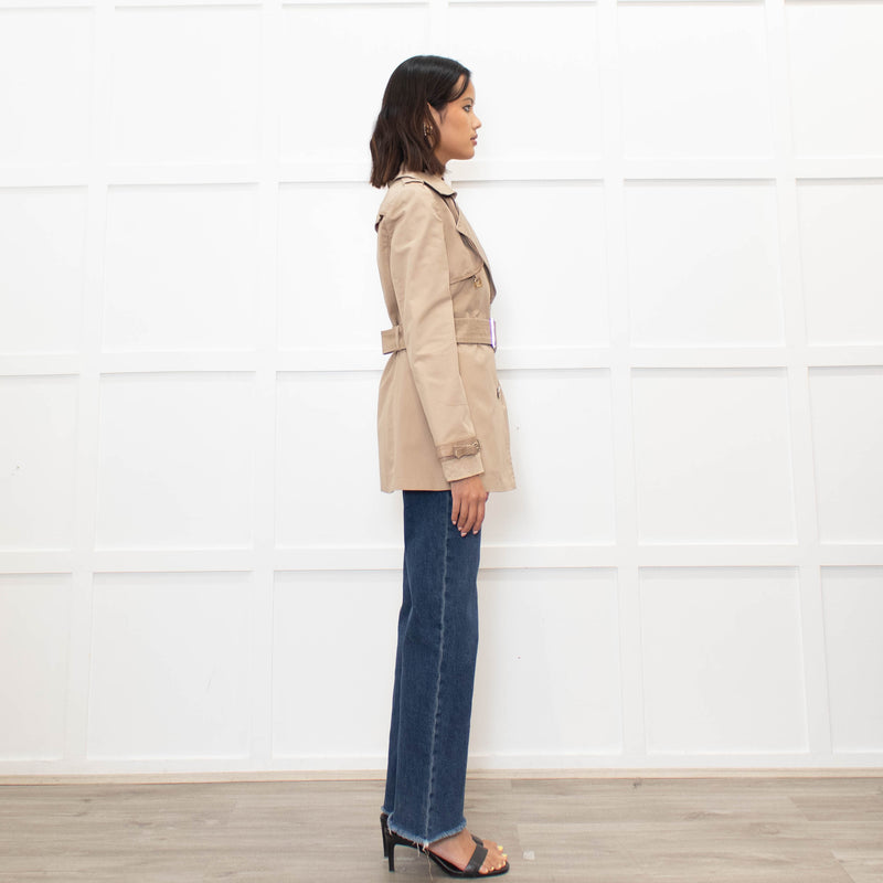 Tods Beige Short Trench Coat With Belt