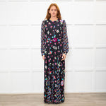 Diane Von Furstenberg Black Multi Colour Print Belted Maxi Dress