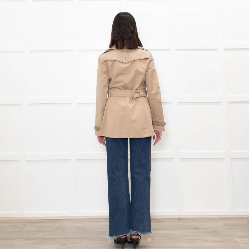 Tods Beige Short Trench Coat With Belt