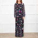 Diane Von Furstenberg Black Multi Colour Print Belted Maxi Dress