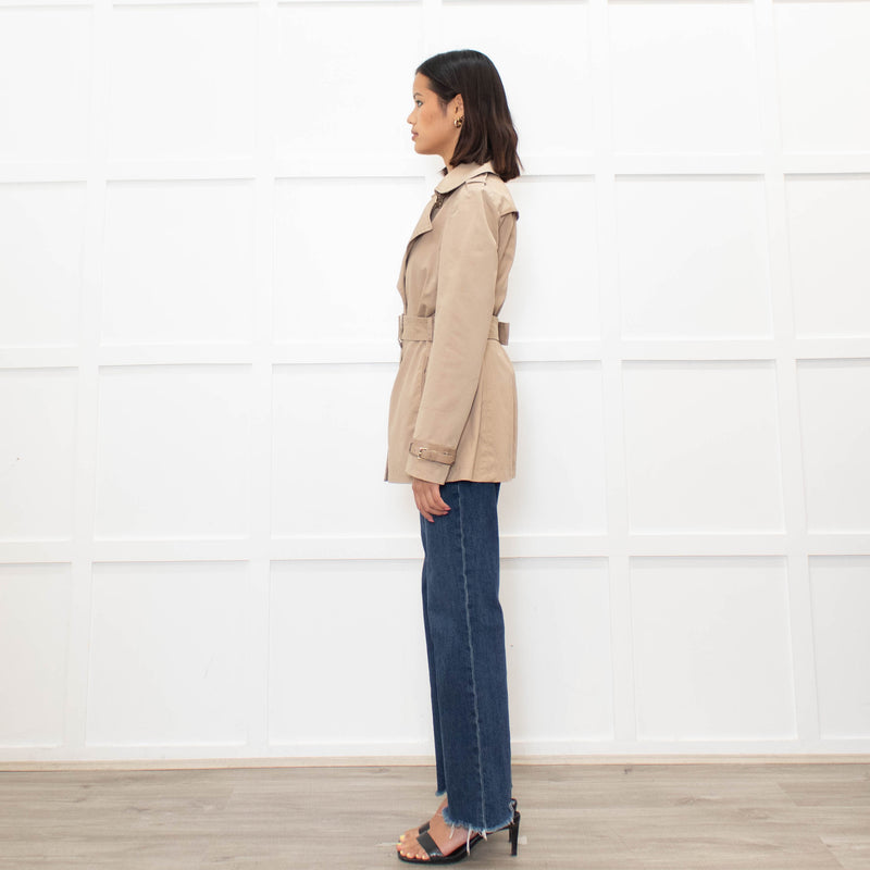 Tods Beige Short Trench Coat With Belt