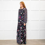 Diane Von Furstenberg Black Multi Colour Print Belted Maxi Dress