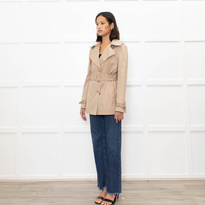 Tods Beige Short Trench Coat With Belt