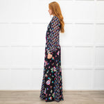 Diane Von Furstenberg Black Multi Colour Print Belted Maxi Dress