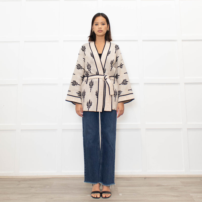 Claudie Pierlot Palm Print Wrap Cardigan