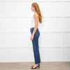Paige Dark Blue Straight Leg Jeans With Pocket stitch