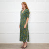 Victoria Beckham Black Blue Yellow Floral Long Sleeve Silk Dress