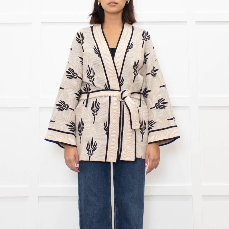 Claudie Pierlot Palm Print Wrap Cardigan