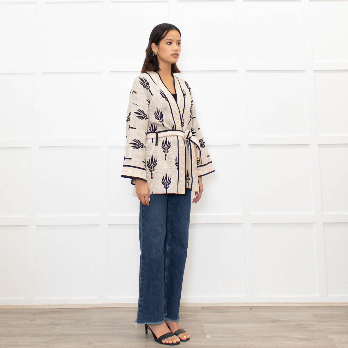 Claudie Pierlot Palm Print Wrap Cardigan