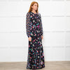Diane Von Furstenberg Black Multi Colour Print Belted Maxi Dress