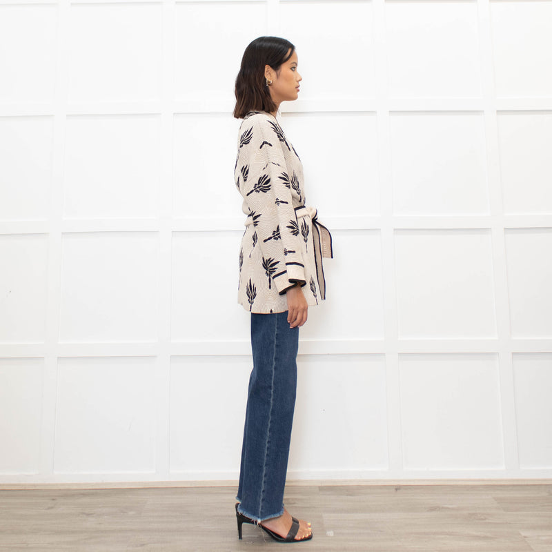 Claudie Pierlot Palm Print Wrap Cardigan