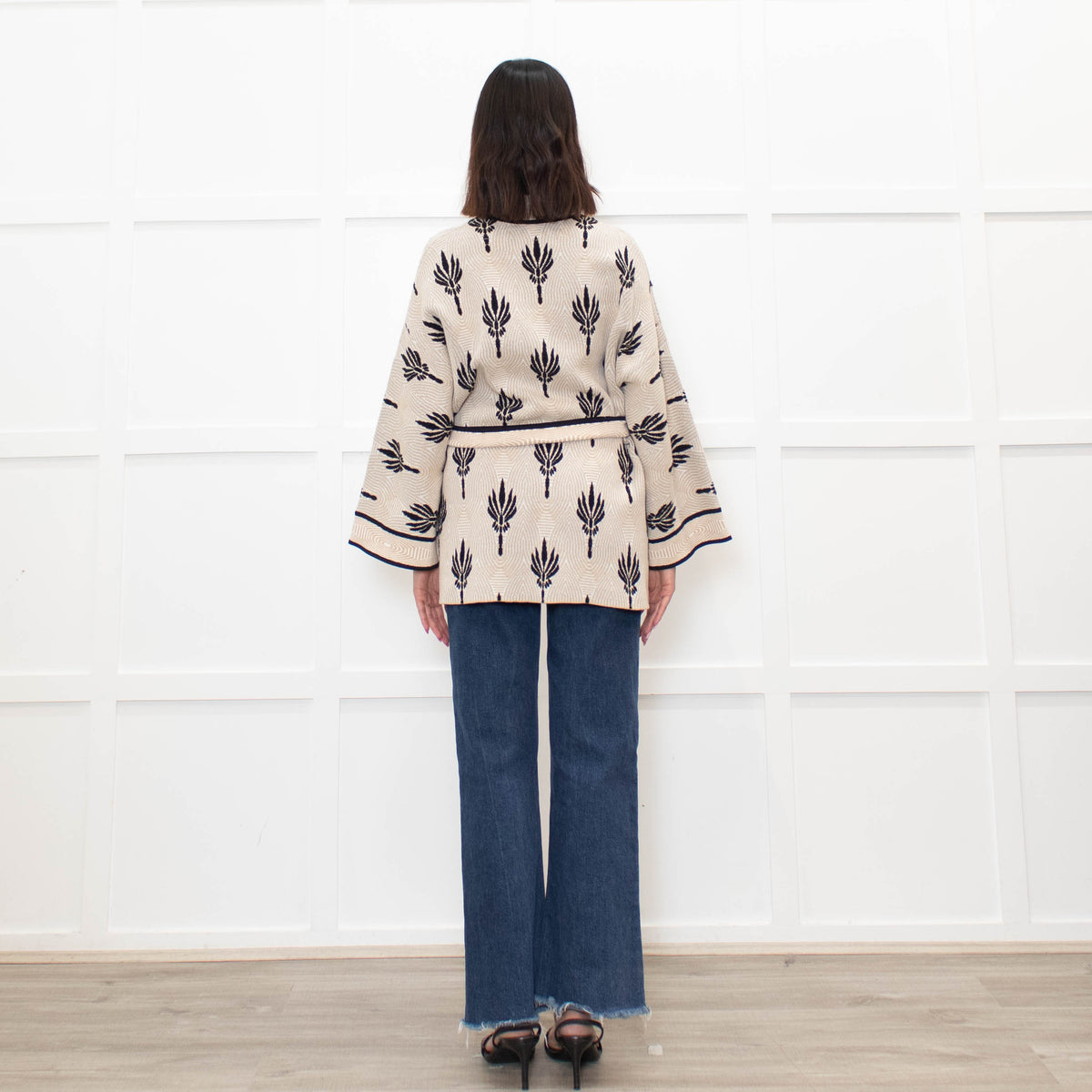 Claudie Pierlot Palm Print Wrap Cardigan