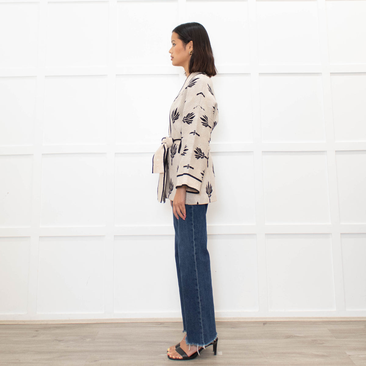 Claudie Pierlot Palm Print Wrap Cardigan