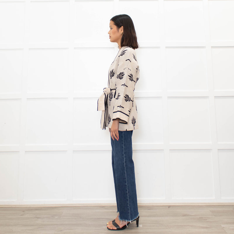 Claudie Pierlot Palm Print Wrap Cardigan