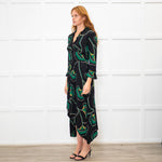 Ba&sh Black Green Frill Trim Midi Dress
