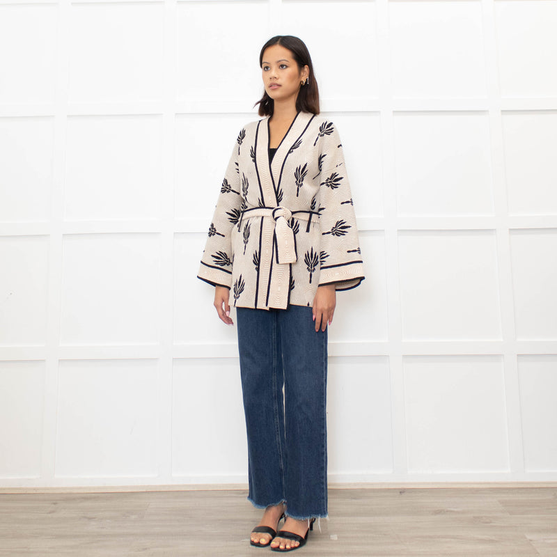 Claudie Pierlot Palm Print Wrap Cardigan