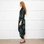 Ba&sh Black Green Frill Trim Midi Dress