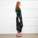 Ba&sh Black Green Frill Trim Midi Dress