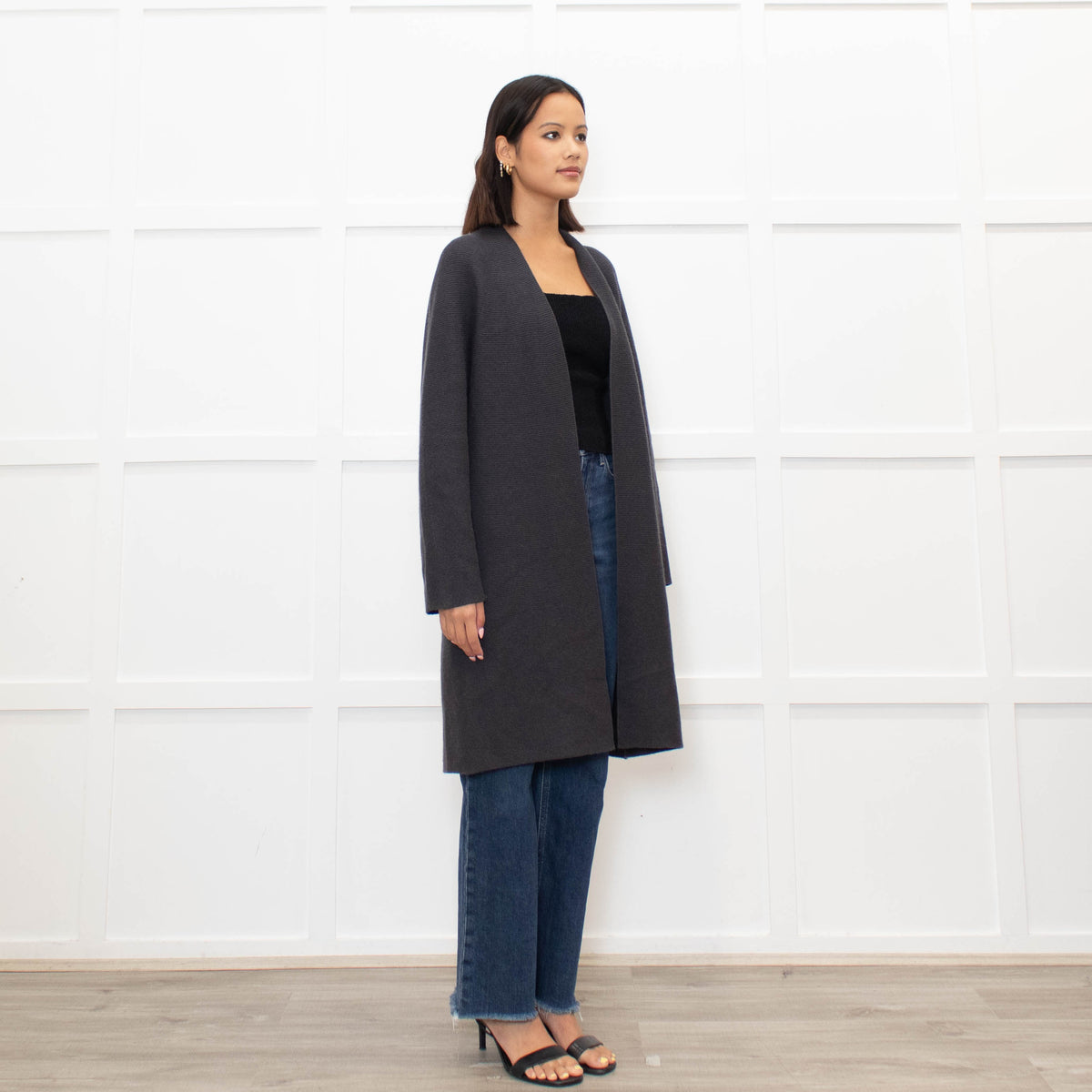 The White Company Charcoal Buttonless Cardigan