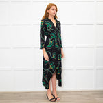 Ba&sh Black Green Frill Trim Midi Dress