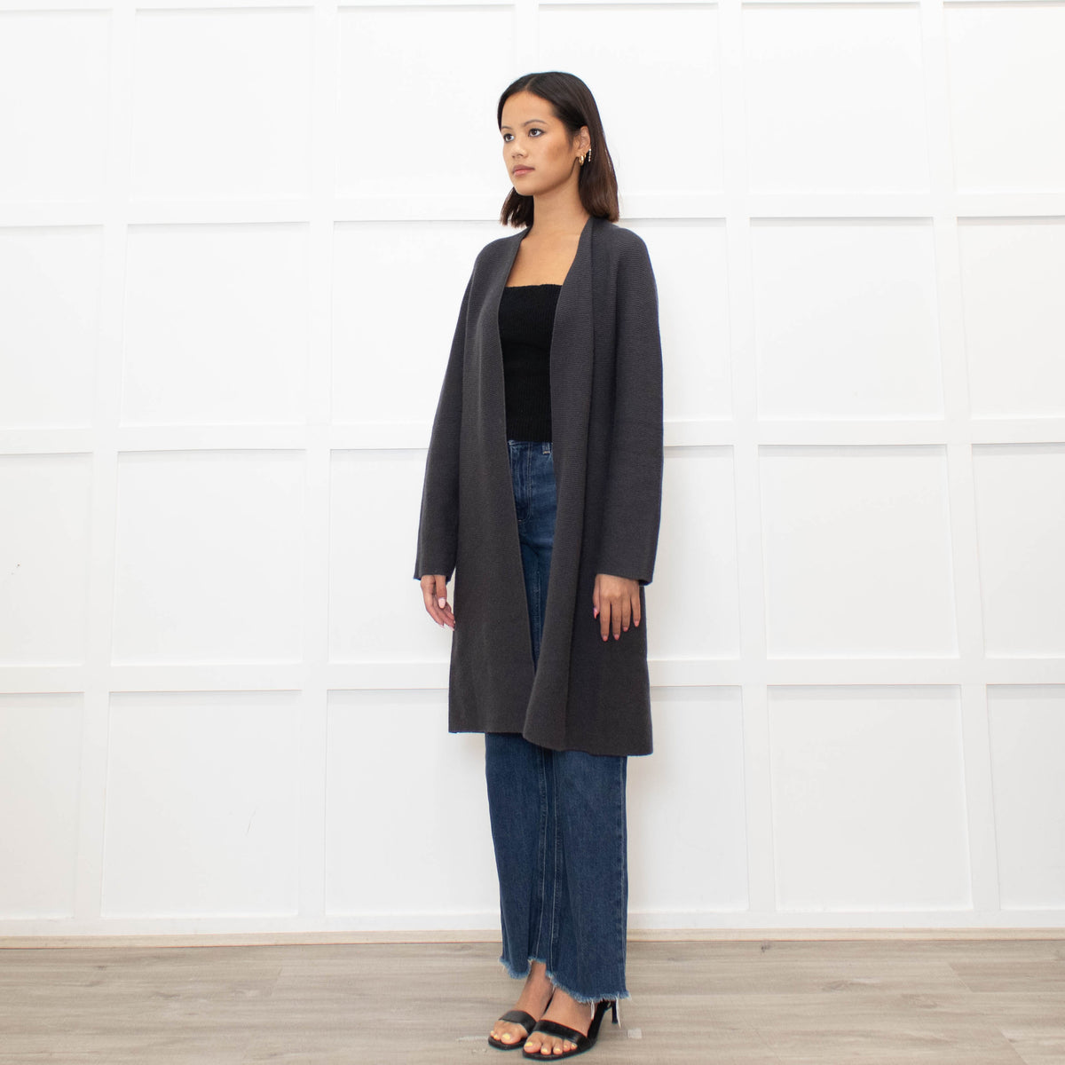 The White Company Charcoal Buttonless Cardigan