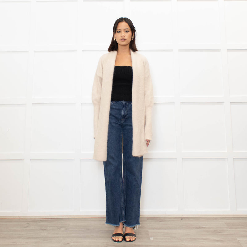 World of Nomads Beige Cashmere/Angora Mix Long Cardigan