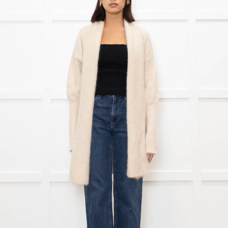 World of Nomads Beige Cashmere/Angora Mix Long Cardigan